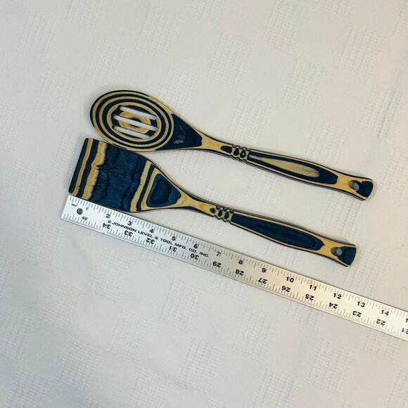 Spatula and Slotted Spoon Pakkawood Cobalt 12" Island Bamboo - Picture 5 of 5